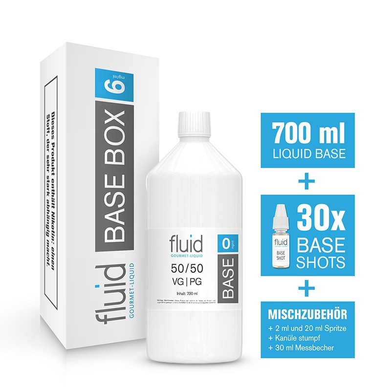 fluid Base Box 1L, 6 mg/ml, VPG 50-50 - Fluid Gourmet Liquid Swiss - E- Zigaretten, E-Liquid, Aromen und Basen mit Nikotin. Direkt vom Hersteller  zum Bestpreis.